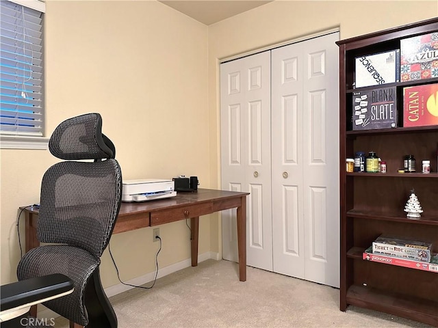 view of carpeted home office