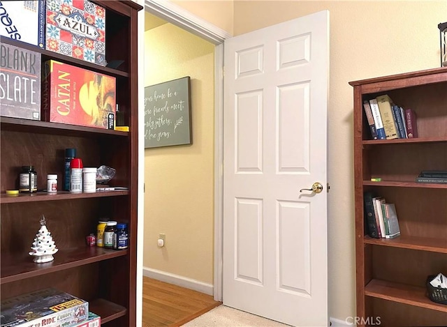 interior space with light hardwood / wood-style flooring