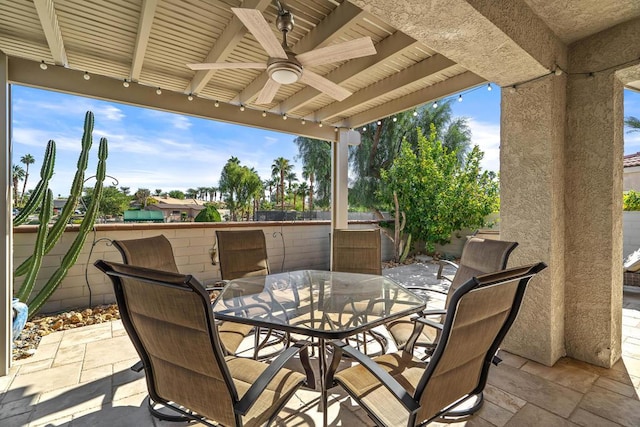 view of patio with ceiling fan