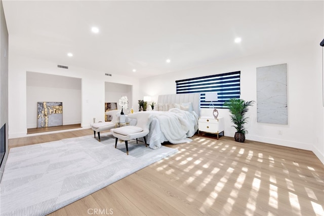 bedroom featuring light wood-type flooring