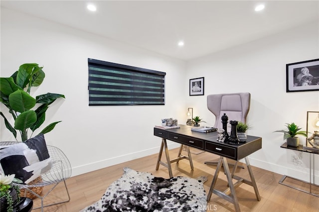 home office featuring wood-type flooring