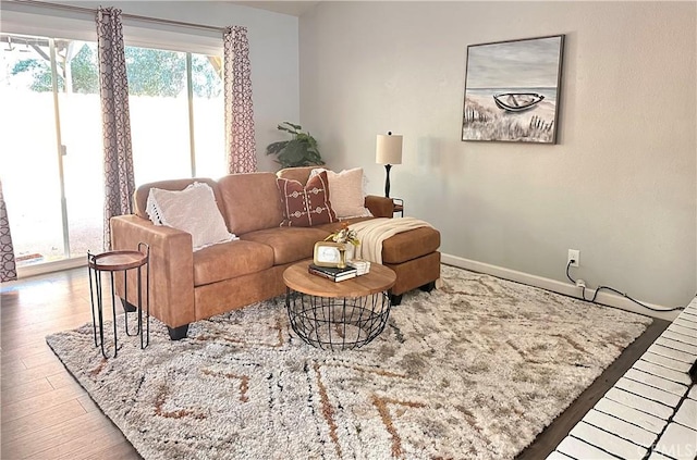 living room with hardwood / wood-style floors