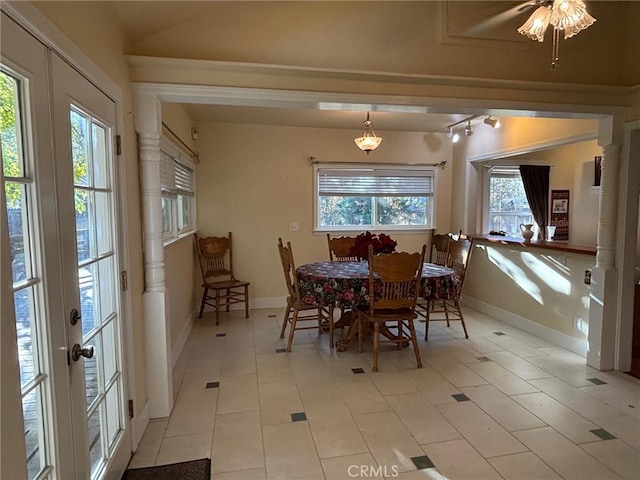 view of tiled dining space