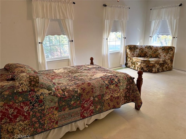 bedroom featuring multiple windows and carpet floors