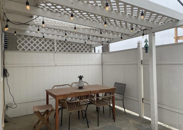 view of patio featuring a pergola