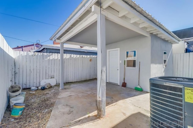 view of patio featuring central AC unit