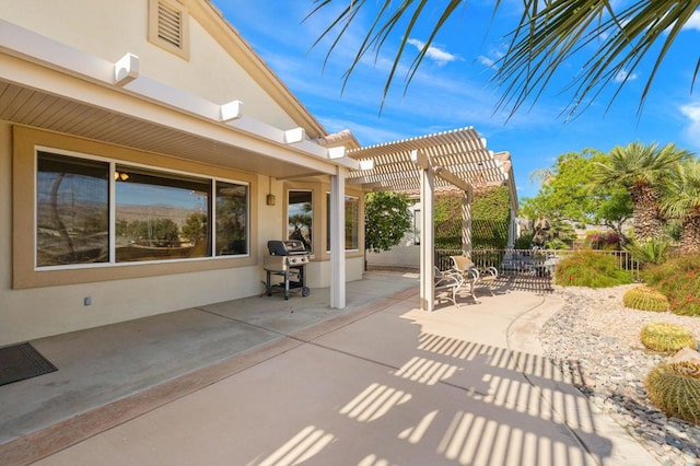 view of patio / terrace with a pergola and grilling area