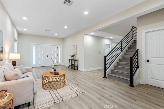 living room with light wood-type flooring