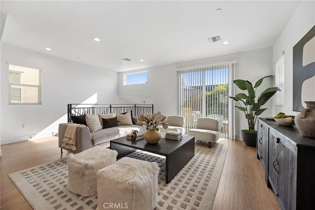 living room featuring light hardwood / wood-style flooring