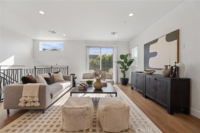 living room featuring light hardwood / wood-style flooring