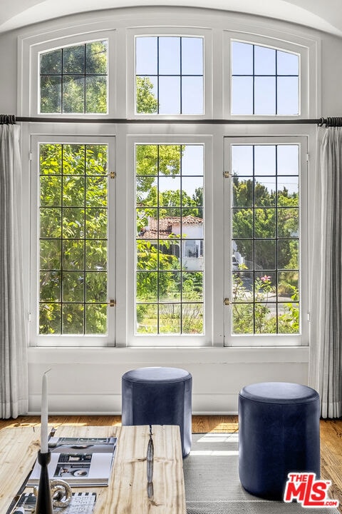 doorway to outside with hardwood / wood-style flooring and a wealth of natural light