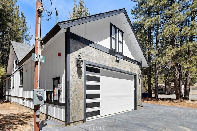 exterior space featuring a garage