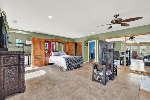 34667 Navajo Rd, Julian, CA 92036 - bedroom with multiple windows, arched walkways, and recessed lighting
