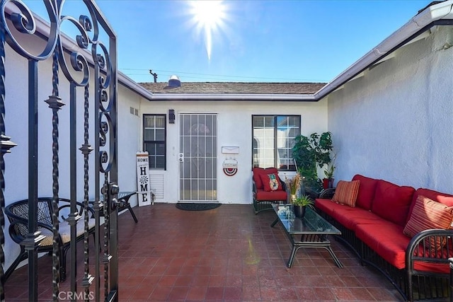 view of patio featuring an outdoor hangout area