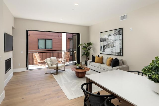 living room featuring light hardwood / wood-style floors