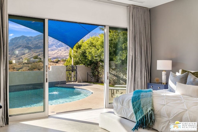 unfurnished bedroom with a mountain view