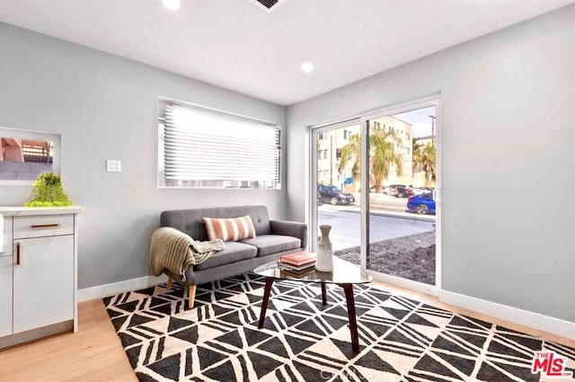 living room featuring light hardwood / wood-style floors