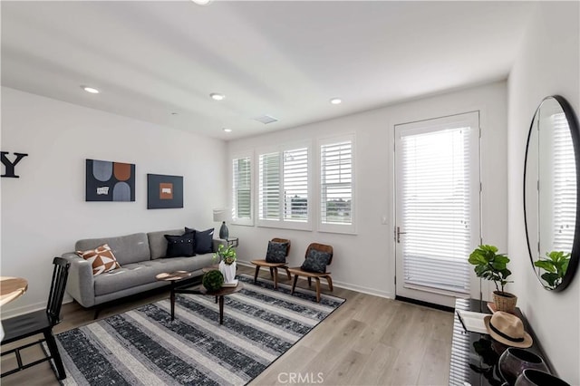 living room featuring light wood-type flooring