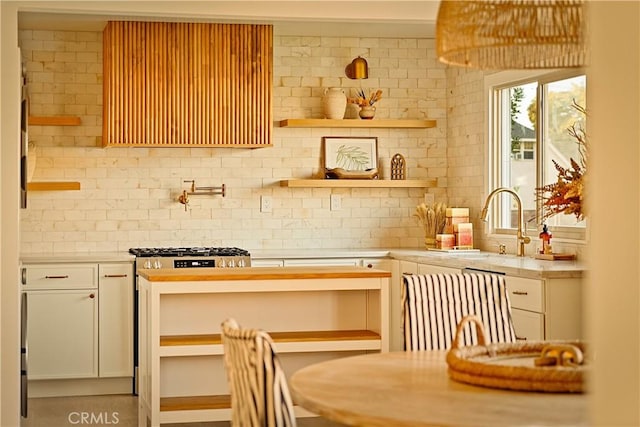 kitchen with white cabinetry, sink, and backsplash