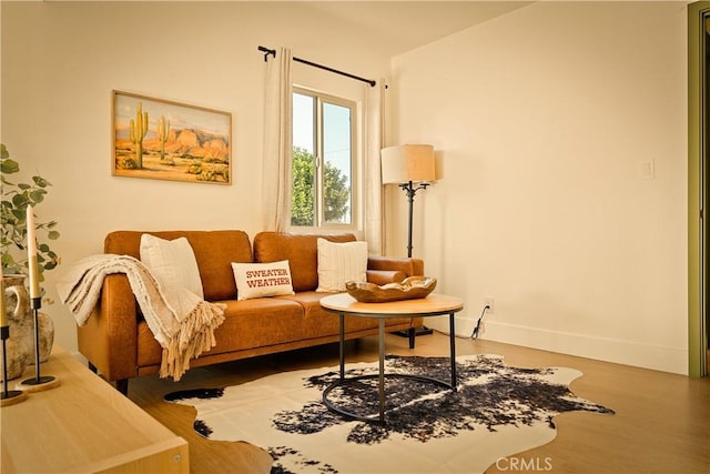 sitting room with wood-type flooring