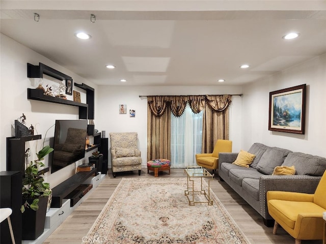 living room featuring light hardwood / wood-style floors