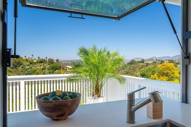 balcony with a mountain view