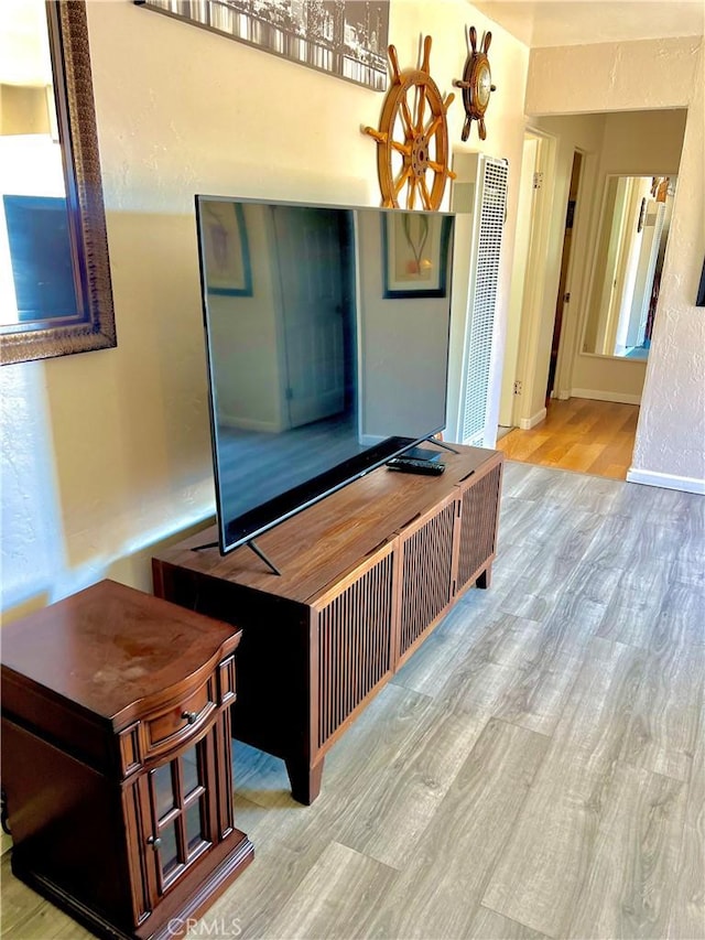 interior space with light hardwood / wood-style flooring