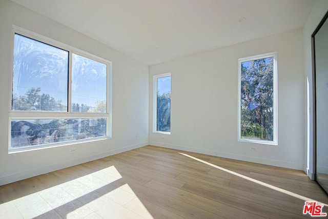 spare room featuring light hardwood / wood-style flooring