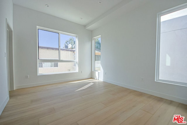 empty room with light wood-type flooring