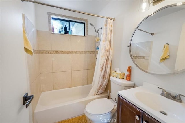 full bathroom featuring vanity, toilet, and shower / bath combo