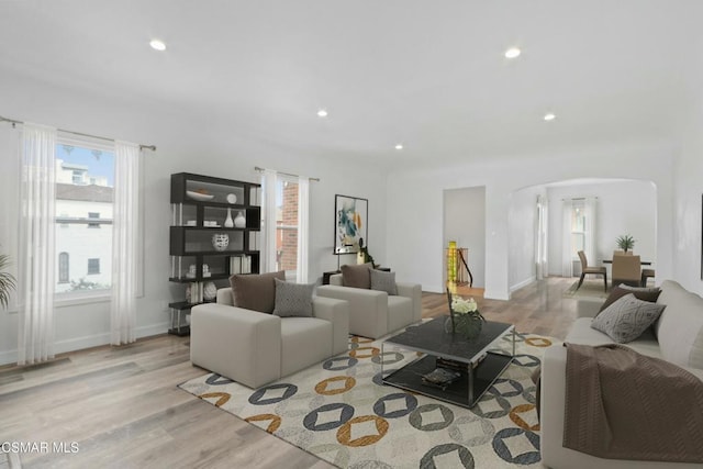 living room featuring light hardwood / wood-style flooring