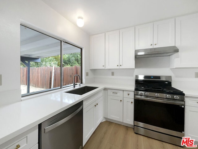 kitchen with white cabinetry, sink, stainless steel appliances, and plenty of natural light