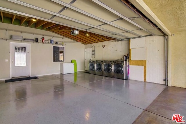 garage with independent washer and dryer