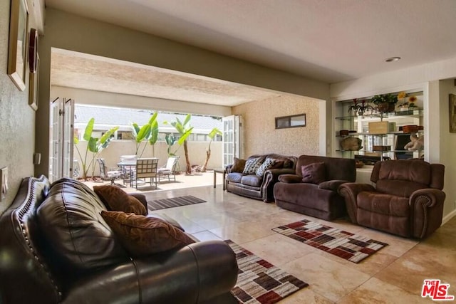 view of tiled living room