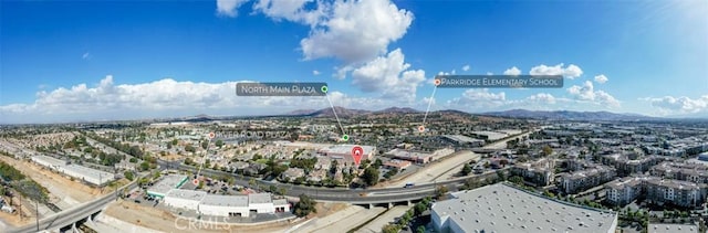 bird's eye view with a mountain view