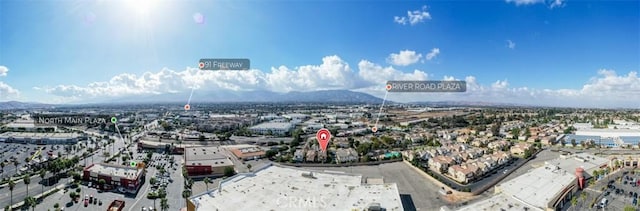 bird's eye view with a mountain view