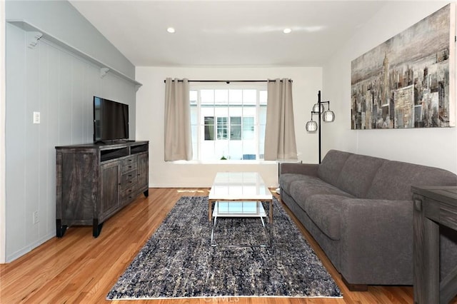 living room featuring light wood-type flooring