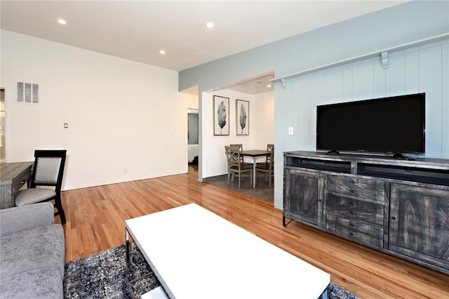 living room with hardwood / wood-style floors