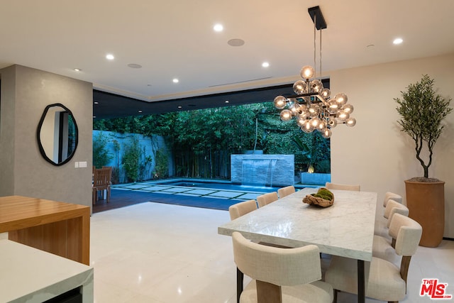 dining area with a chandelier