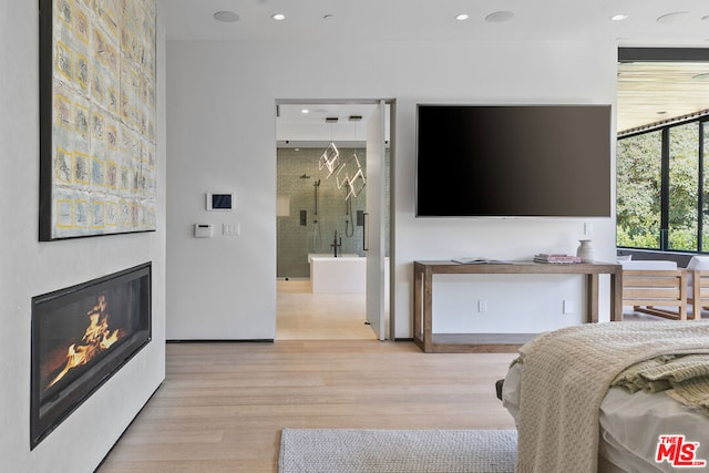 bedroom featuring light wood-type flooring