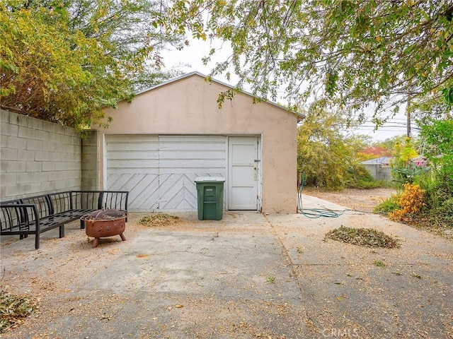 view of garage