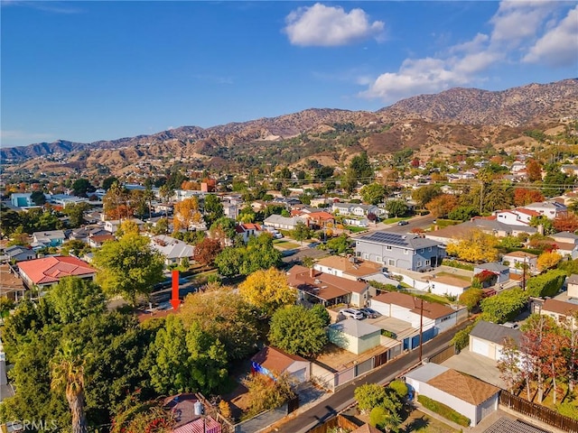 drone / aerial view with a mountain view