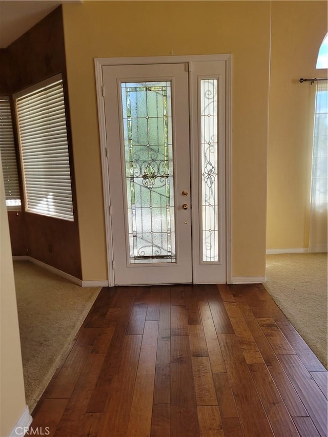 foyer entrance with dark hardwood / wood-style flooring and plenty of natural light