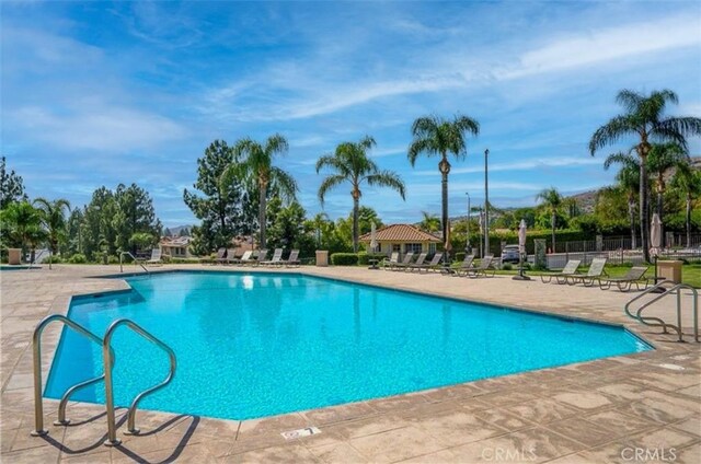 view of swimming pool featuring a patio