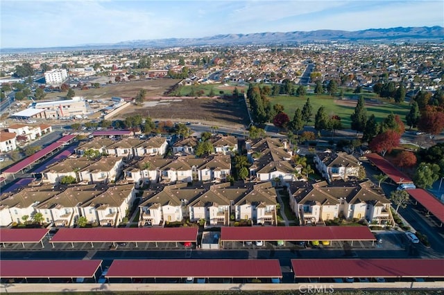 drone / aerial view with a mountain view