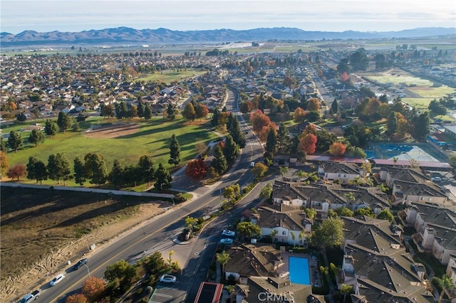 drone / aerial view with a mountain view