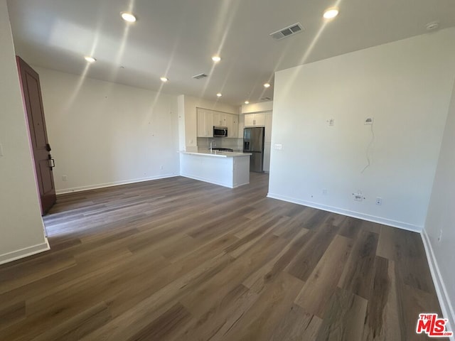 unfurnished living room featuring dark hardwood / wood-style floors