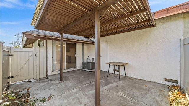 view of patio featuring central air condition unit