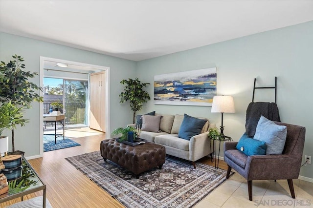 living room featuring light hardwood / wood-style floors