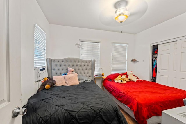 bedroom with a closet and ceiling fan